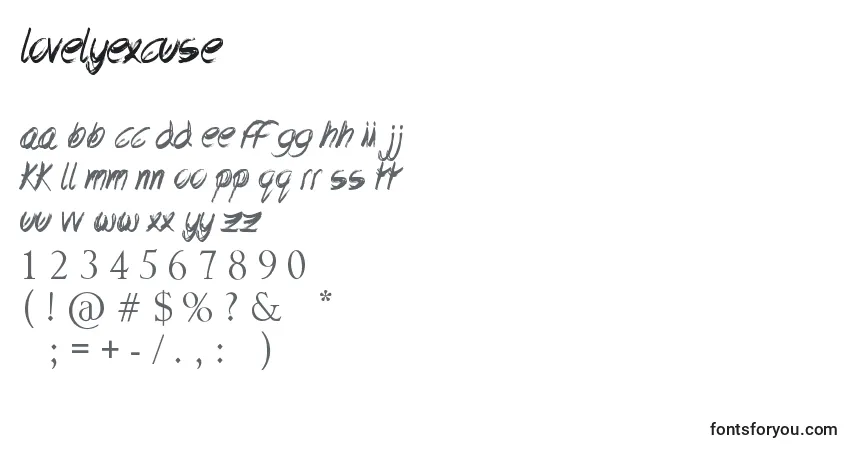 Шрифт LovelyExcuse – алфавит, цифры, специальные символы