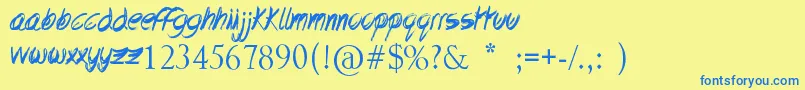 LovelyExcuse-Schriftart – Blaue Schriften auf gelbem Hintergrund