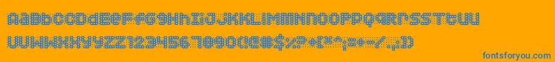 Squarodynamic 03-Schriftart – Blaue Schriften auf orangefarbenem Hintergrund