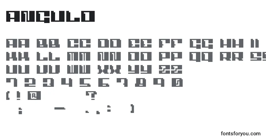 A fonte Angulo (101892) – alfabeto, números, caracteres especiais