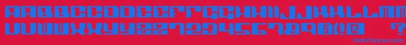 Angulo-Schriftart – Blaue Schriften auf rotem Hintergrund