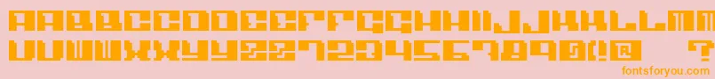 フォントAngulo – オレンジの文字がピンクの背景にあります。