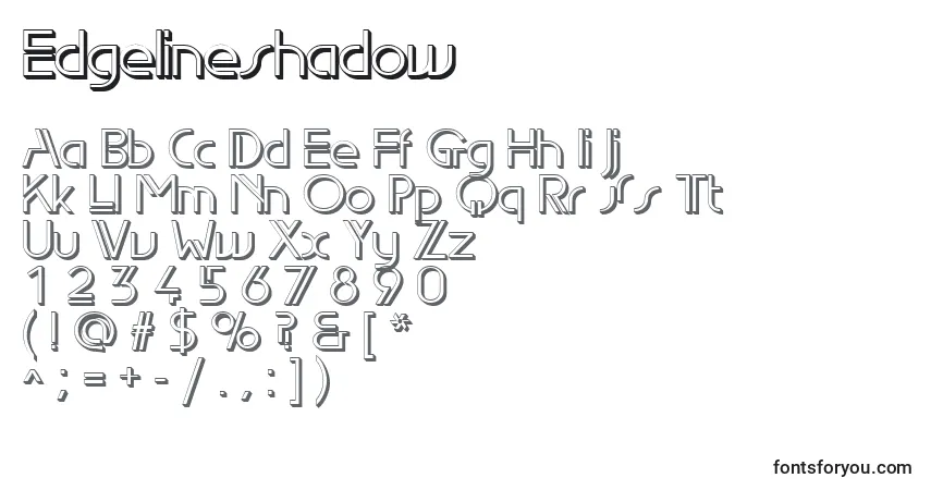A fonte Edgelineshadow – alfabeto, números, caracteres especiais
