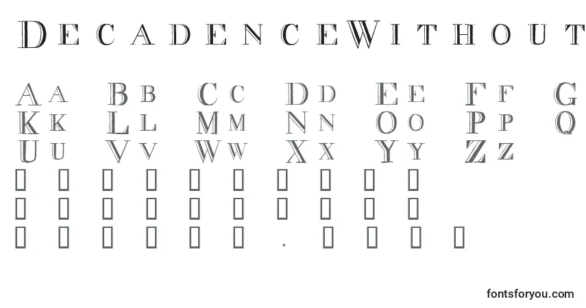 DecadenceWithoutTheDiamonds Font – alphabet, numbers, special characters