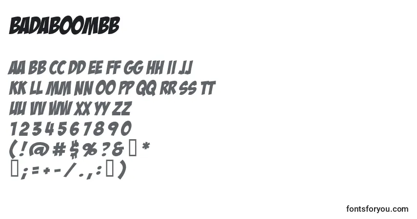 Schriftart BadaboomBb – Alphabet, Zahlen, spezielle Symbole