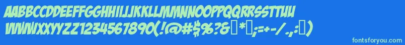 BadaboomBb Font – Green Fonts on Blue Background