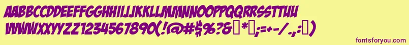 BadaboomBb Font – Purple Fonts on Yellow Background