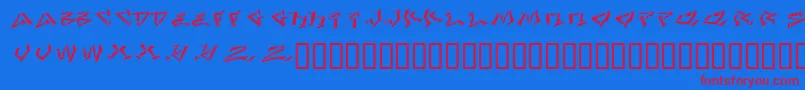 フォントLhfDefArtistConvex – 赤い文字の青い背景