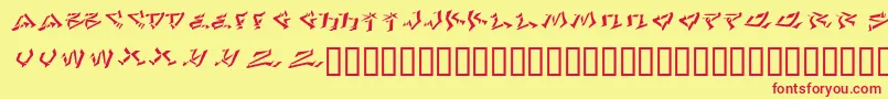 LhfDefArtistConvex-Schriftart – Rote Schriften auf gelbem Hintergrund