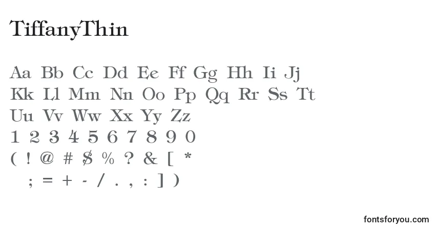 Fuente TiffanyThin - alfabeto, números, caracteres especiales