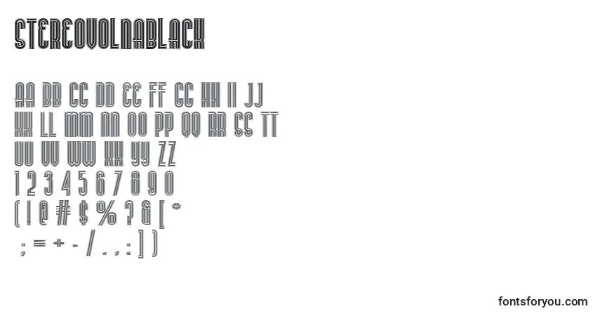 Czcionka StereovolnaBlack – alfabet, cyfry, specjalne znaki