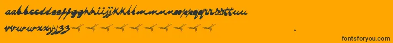 Dragonflysaji-Schriftart – Schwarze Schriften auf orangefarbenem Hintergrund