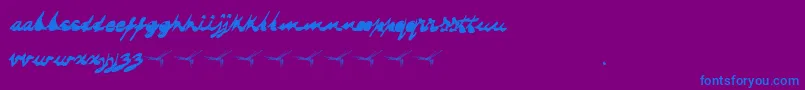 Fonte Dragonflysaji – fontes azuis em um fundo violeta