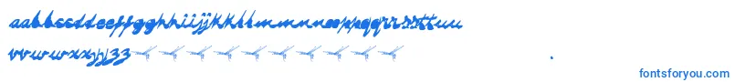 Dragonflysaji-Schriftart – Blaue Schriften auf weißem Hintergrund