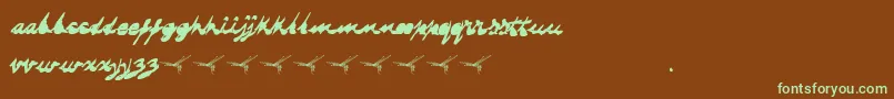 Dragonflysaji Font – Green Fonts on Brown Background