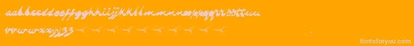 Dragonflysaji-Schriftart – Rosa Schriften auf orangefarbenem Hintergrund