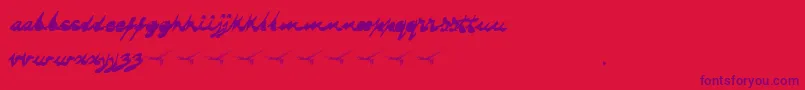Dragonflysaji-Schriftart – Violette Schriften auf rotem Hintergrund