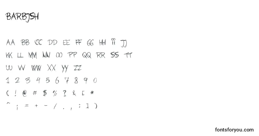 A fonte Barbjsh – alfabeto, números, caracteres especiais