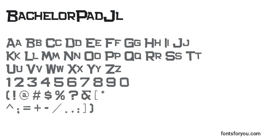 Czcionka BachelorPadJl – alfabet, cyfry, specjalne znaki