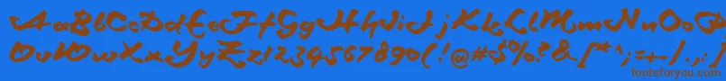 フォントSchneidlermaxim – 茶色の文字が青い背景にあります。