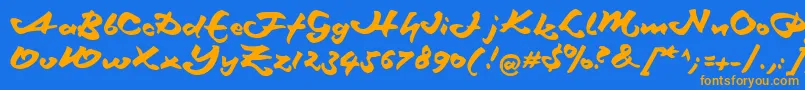 Schneidlermaxim-Schriftart – Orangefarbene Schriften auf blauem Hintergrund