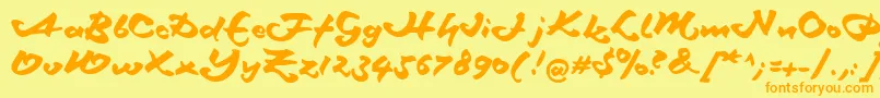 Schneidlermaxim-Schriftart – Orangefarbene Schriften auf gelbem Hintergrund