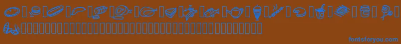 Pwfoodcons Font – Blue Fonts on Brown Background