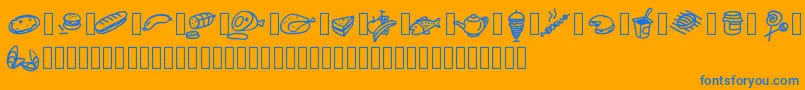 Pwfoodcons Font – Blue Fonts on Orange Background