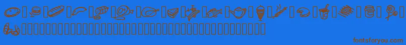 Pwfoodcons Font – Brown Fonts on Blue Background