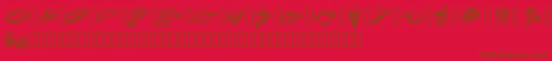 Pwfoodcons Font – Brown Fonts on Red Background