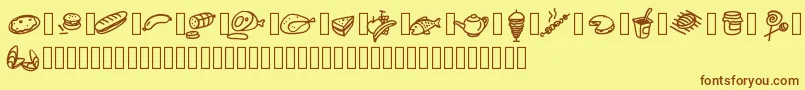 Pwfoodcons Font – Brown Fonts on Yellow Background