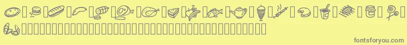 Pwfoodcons Font – Gray Fonts on Yellow Background