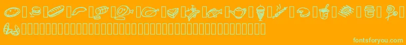 Pwfoodcons Font – Green Fonts on Orange Background