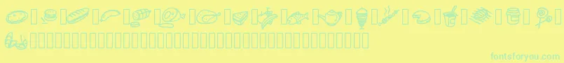 Pwfoodcons Font – Green Fonts on Yellow Background