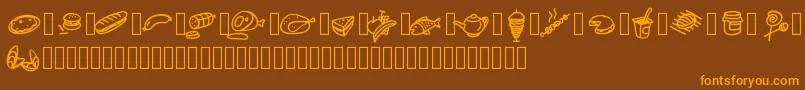 Pwfoodcons Font – Orange Fonts on Brown Background