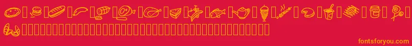 Pwfoodcons Font – Orange Fonts on Red Background