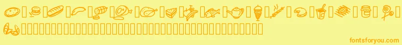 Pwfoodcons Font – Orange Fonts on Yellow Background