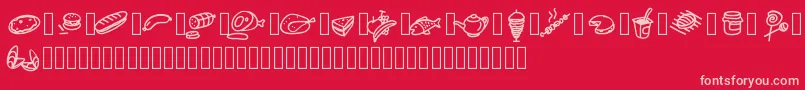 Pwfoodcons Font – Pink Fonts on Red Background