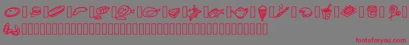 Pwfoodcons Font – Red Fonts on Gray Background