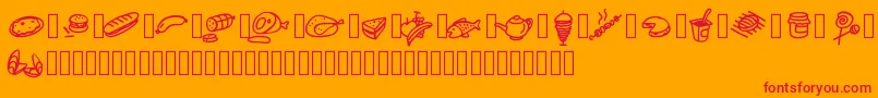 フォントPwfoodcons – オレンジの背景に赤い文字