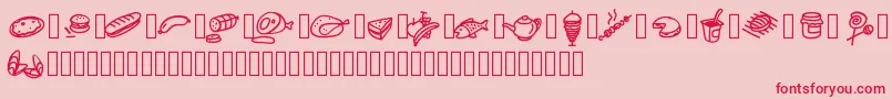 Pwfoodcons Font – Red Fonts on Pink Background