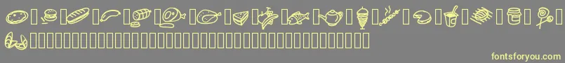 Pwfoodcons Font – Yellow Fonts on Gray Background