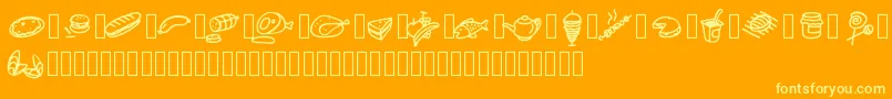 Pwfoodcons Font – Yellow Fonts on Orange Background
