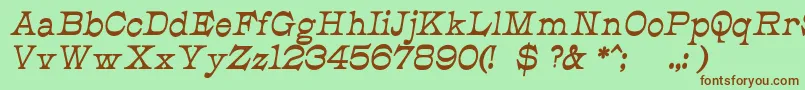 Fonte JmhCajitaBoldItalic – fontes marrons em um fundo verde