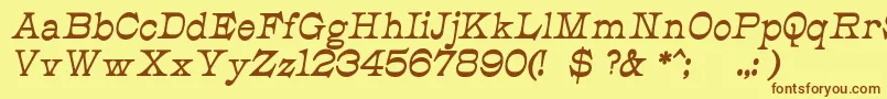 Fonte JmhCajitaBoldItalic – fontes marrons em um fundo amarelo