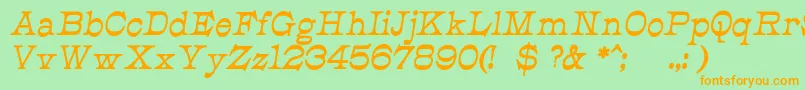 フォントJmhCajitaBoldItalic – オレンジの文字が緑の背景にあります。