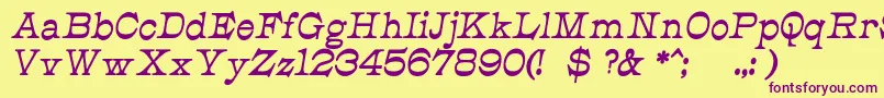 JmhCajitaBoldItalic Font – Purple Fonts on Yellow Background