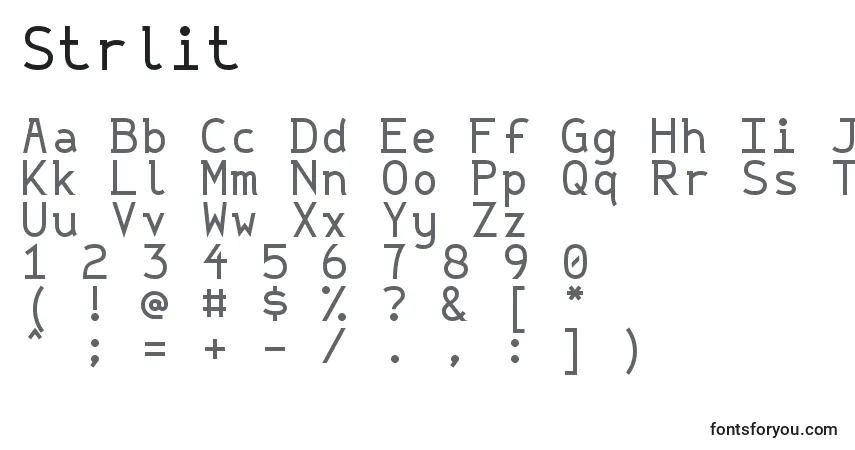 Czcionka Strlit – alfabet, cyfry, specjalne znaki