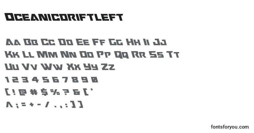 Oceanicdriftleftフォント–アルファベット、数字、特殊文字