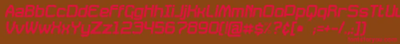 フォントDavilleSlanted – 赤い文字が茶色の背景にあります。